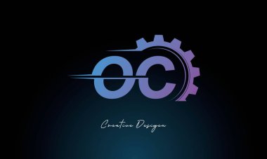Yaratıcı OC Gear Füzyon Logosu Endüstriyel Teknoloji İlhamlı Harf İşaretli Teknoloji ve Mühendislik Markaları Tasarımı.