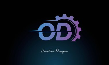 Creative OD Gear Füzyon Logosu Endüstriyel Teknoloji İlhamlı Harf İşareti Teknoloji ve Mühendislik Markaları Tasarımı.