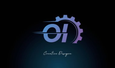 Yaratıcı OI Gear Füzyon Logosu Endüstriyel Teknoloji İlhamlı Harf İşareti Teknoloji ve Mühendislik Markaları Tasarımı.