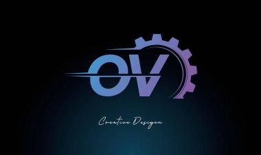 Yaratıcı OV Gear Füzyon Logosu Endüstriyel Endüstriyel Logosu Fütüristik Endüstriyel Harf İşaretli Teknoloji ve Mühendislik Markaları Tasarımı.