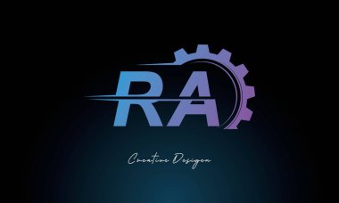 Yaratıcı RA Gear Füzyon Logosu Endüstriyel Teknoloji İlhamlı Harf İşareti Teknoloji ve Mühendislik Markaları Tasarımı.