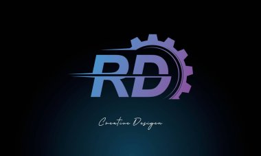 Yaratıcı RD Gear Füzyon Logosu Endüstriyel Teknoloji İlhamlı Harf İşareti Teknoloji ve Mühendislik Markaları Tasarımı.