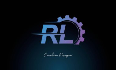 Yaratıcı RL Gear Füzyon Logosu Endüstriyel Teknoloji İlhamlı Harf İşaretli Teknoloji ve Mühendislik Markaları Tasarımı.