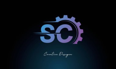 Yaratıcı SC Gear Füzyon Logosu Endüstriyel Teknoloji İlhamlı Harf İşaretli Teknoloji ve Mühendislik Markaları Tasarımı.