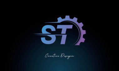 Yaratıcı ST Gear Füzyon Logosu Endüstriyel Teknoloji İlhamlı Harf İşaretli Teknoloji ve Mühendislik Markaları Tasarımı.