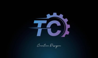 Yaratıcı TC Gear Füzyon Logosu Endüstriyel Teknoloji İlhamlı Harf İşareti Teknoloji ve Mühendislik Markaları Tasarımı.