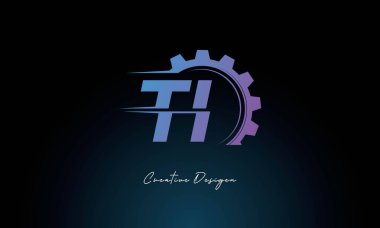 Yaratıcı TI Gear Füzyon Logosu Endüstriyel Teknoloji İlhamlı Harf İşareti Teknoloji ve Mühendislik Markaları Tasarımı.