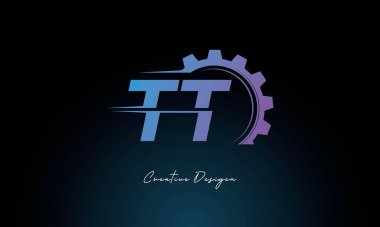 Yaratıcı TT Gear Füzyon Logosu Endüstriyel Teknoloji İlhamlı Harf İşareti Teknoloji ve Mühendislik Markaları Tasarımı.