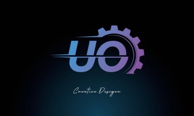 Yaratıcı UO Gear Füzyon Logosu Endüstriyel Teknoloji İlhamlı Harf İşareti Teknoloji ve Mühendislik Markaları Tasarımı.