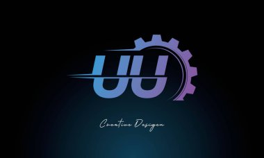 Yaratıcı UU Gear Füzyon Logosu Endüstriyel Teknoloji İlhamlı Harf İşareti Teknoloji ve Mühendislik Markaları Tasarımı.