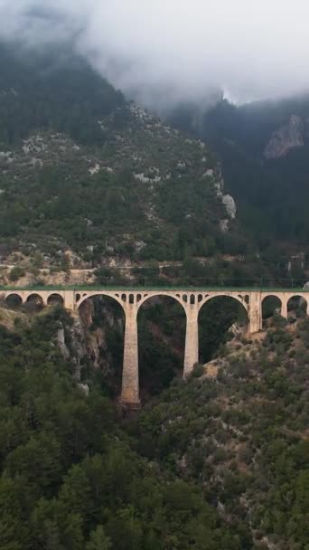 Вид Воздуха Каменный Мост Железнодорожный Мост Варда Мост Фильме Джеймсе — стоковое видео