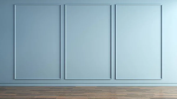 Quarto Vazio Parede Azul Clássico Arquitetura Abstrata Interior Renderização — Fotografia de Stock