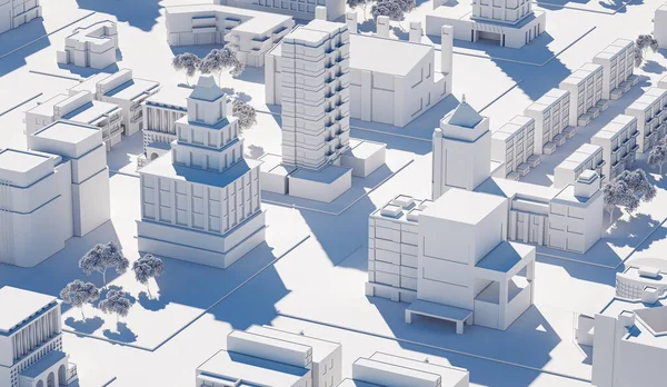 城市街道空中拍摄的纸制玩具风格 3D渲染 — 图库照片