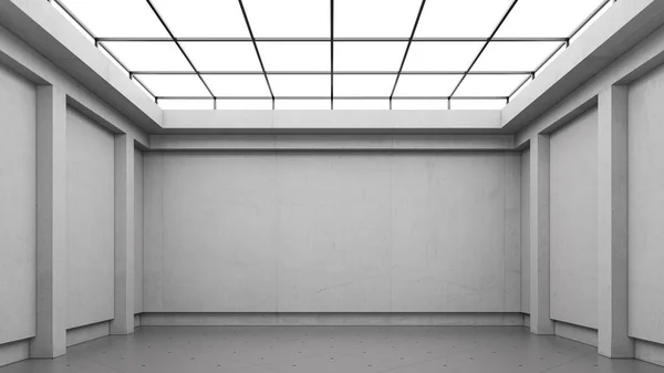 Порожня Кімната Бетонними Стінами Великим Вікном Стелі Абстрактний Інтер Кімнати — стокове фото