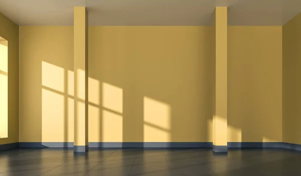Порожній Інтер Кімнати Жовтими Порожніми Стінами Абстрактний Архітектурний Інтер Візуалізація — стокове фото