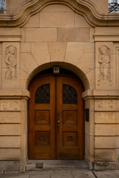 old stone door in the city of Stuttgart, Art Nouveau.
