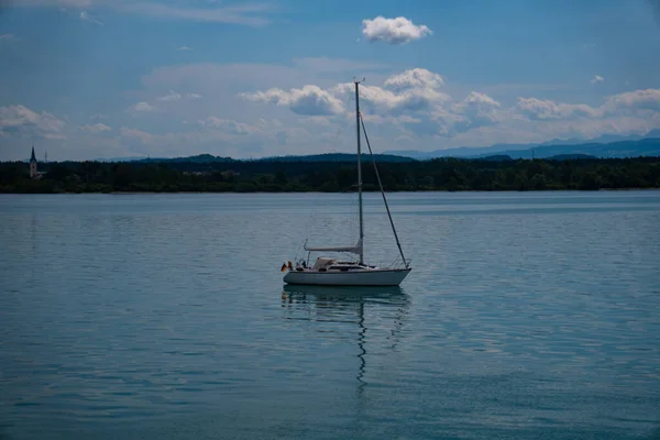 Lake Constance Jachtok Legnagyobb Hegyek Nyári Hajók — Stock Fotó