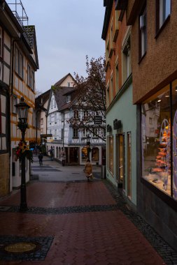 Almanya, Backnang, yarı keresteli evler, eski evler.