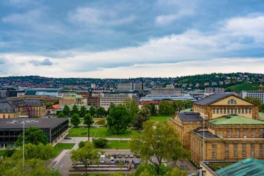 Kuleden Stuttgat 'a manzara, şehir manzarası, park, şehir manzarası.