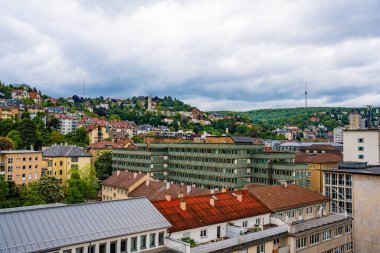 Kuleden Stuttgat 'a manzara, şehir manzarası, park, şehir manzarası.