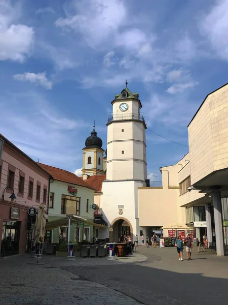 トレンシン スロバキア 2023年7月22日 16世紀からの文化的 歴史的な記念碑 都市時計塔 — ストック写真