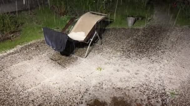 Heavy Hail Outdoor Terrace High Quality Footage — Stock Video