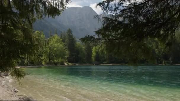 Beautiful Lakeside View Langbathsee Salzkammergut Upper Austria High Quality Footage — Stock Video