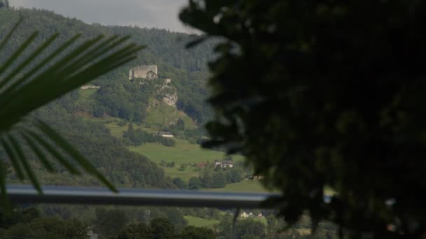 Zamek Altpernstein Górnej Austrii Oglądany Tarasu Wysokiej Jakości Materiał — Wideo stockowe