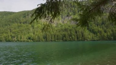Salzkammergut Gölü üzerindeki mavi su yavaş çekimde. Yüksek kalite 4k görüntü