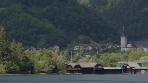 Ciudad Ebensee Alta Austria Con Lago Traunsee Primer Plano Imágenes — Vídeos de Stock