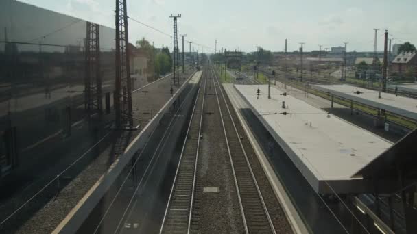 Järnvägsspår Vid Centralstationen Högkvalitativ Film — Stockvideo