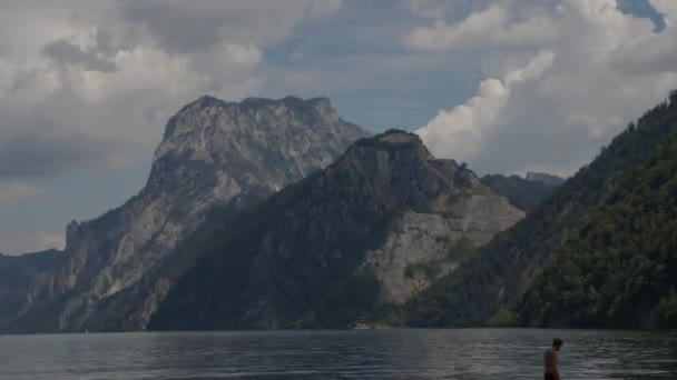 Lapso Tiempo Traunstein Lago Traunsee Alta Austria Imágenes Alta Calidad — Vídeo de stock