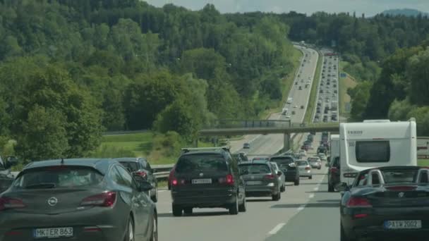 Konvoj Forgalom Autópályán Németországban Kiváló Minőségű Felvételek — Stock videók