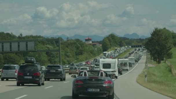 Konvoj Forgalom Autópályán Németországban Kiváló Minőségű Felvételek — Stock videók