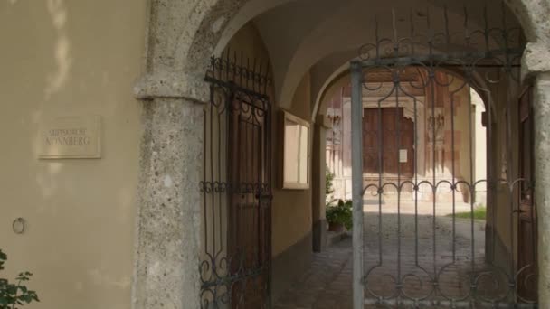 Salzburg Nonnberg Abbey Entrance Church High Quality Footage — Stock Video