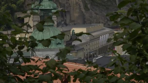 Salzburg Festival Building Church District Προβολή Από Ψηλά Υψηλής Ποιότητας — Αρχείο Βίντεο