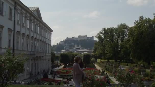 Lapso Tiempo Famosa Vista Castillo Salzburgo Mirabell Fortaleza Catedral Imágenes — Vídeos de Stock