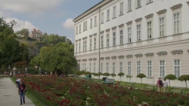 Belo Jardim Castelo Salzburgo Mirabell Imagens Alta Qualidade — Vídeo de Stock