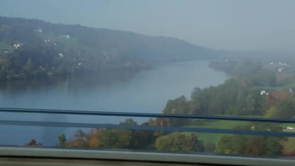 Traverser Danube Sur Pont Autoroutier Près Passau Images Haute Qualité — Video