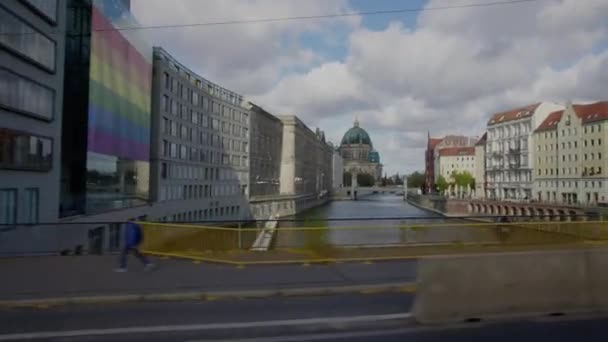 Cidade Berlim Com Rio Spree Imagens Alta Qualidade — Vídeo de Stock