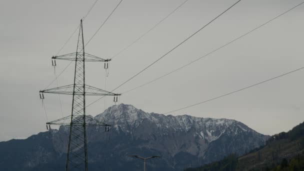 High Voltage Power Line Alpine Region High Quality Footage — Stock Video