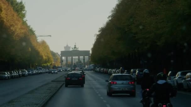 Berlin Brandenburg Kapısı Alexanderplatz Daki Radyo Kulesi Yüksek Kalite Görüntü — Stok video