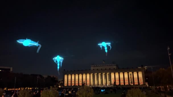 Animales Arte Voladores Festival Luces Berlín Imágenes Alta Calidad — Vídeo de stock
