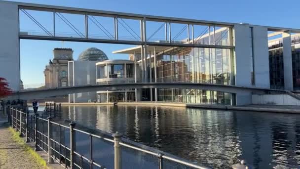 Berlin Reichstag Building Spree River Government District High Quality Footage — Stock Video