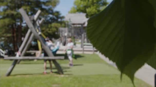 Criança Balançando Balanço Gigante Parque Público Livre Imagens Alta Qualidade — Vídeo de Stock