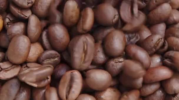 Roasted Whole Coffee Beans Closeup Rotating High Quality Footage — Stock Video
