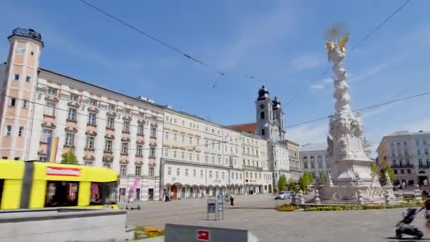 Линц Hauptplatz Главной Площади Летом Высококачественные Кадры — стоковое видео