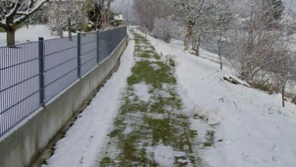 Neve Limpou Caminho Prado Inverno Imagens Alta Qualidade — Vídeo de Stock
