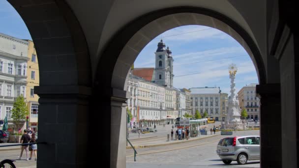 Główny Plac Linz Hauptplatz Lecie Wysokiej Jakości Materiał — Wideo stockowe