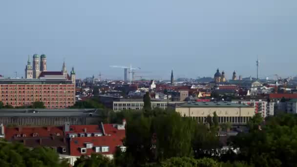 Münchner Stadtbild Mit Olympiaturm Morgen Hochwertiges Filmmaterial — Stockvideo